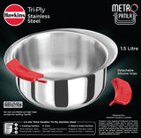 Hawkins Metro Patila Tri-Ply Stainless Steel Induction Safe With Silicone Grips 1.5 Litre (SSP15)