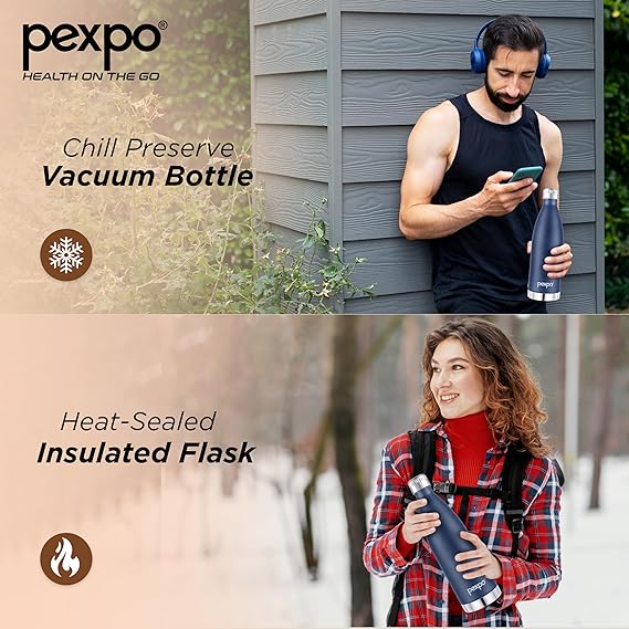 Pexpo Extreme Pro 850 Hot & Cold ISI Certified Flask|Stainless Steel Water Bottle - 830ml, Knight Black |Thermoflask| Adventure| Office| Workout| Home|Adults & Kids