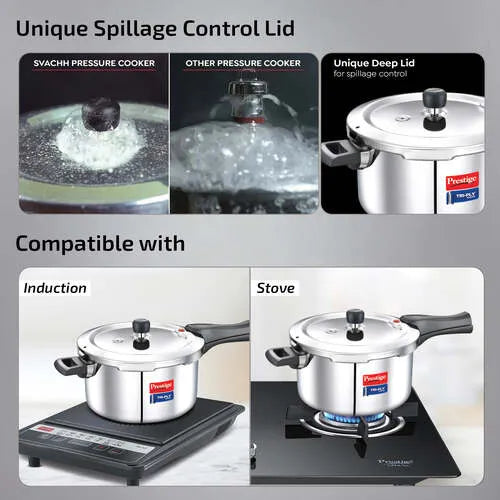 Prestige Tri-Ply Svachh Outer Lid Pressure Cooker Combi Pack 20733
