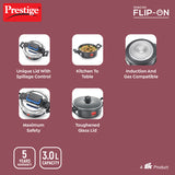 Prestige Svachh Flip-on Hard Anodised Gas and Induction Compatible Pressure Cooker with Glass Lid, 3 Litre (Black) 20160