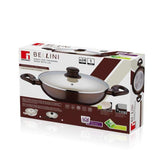 Bergner Bellini Aluminium Kadai with Lid, 24cmx7cm Multicolour