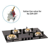 Glen 77 cm  4 Burner Built-in Glass Hob 1074 SQ IN BB TR FFD (Flame Failure Device) 