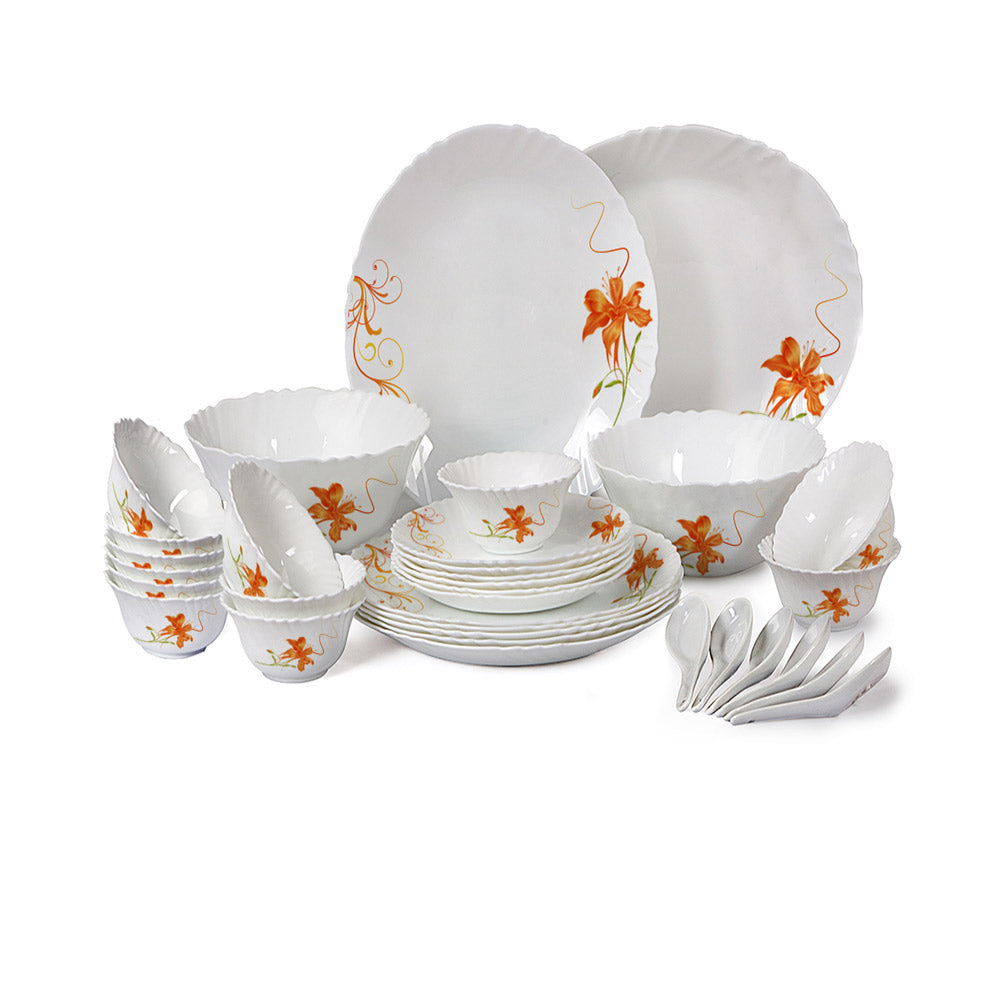 Cello Imperial Series Orange Lily Dinner Set 33 Pcs