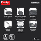 Prestige Durastone Hard Anodised 6 Layer Non-Stick Concave Tawa, 24.5 cm (Black) 37571