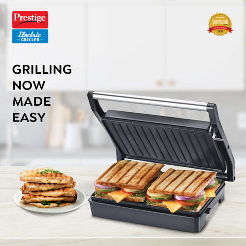 PEG 6.0 Non-Stick Coating 1000 W Electric Grill (Red and Black)