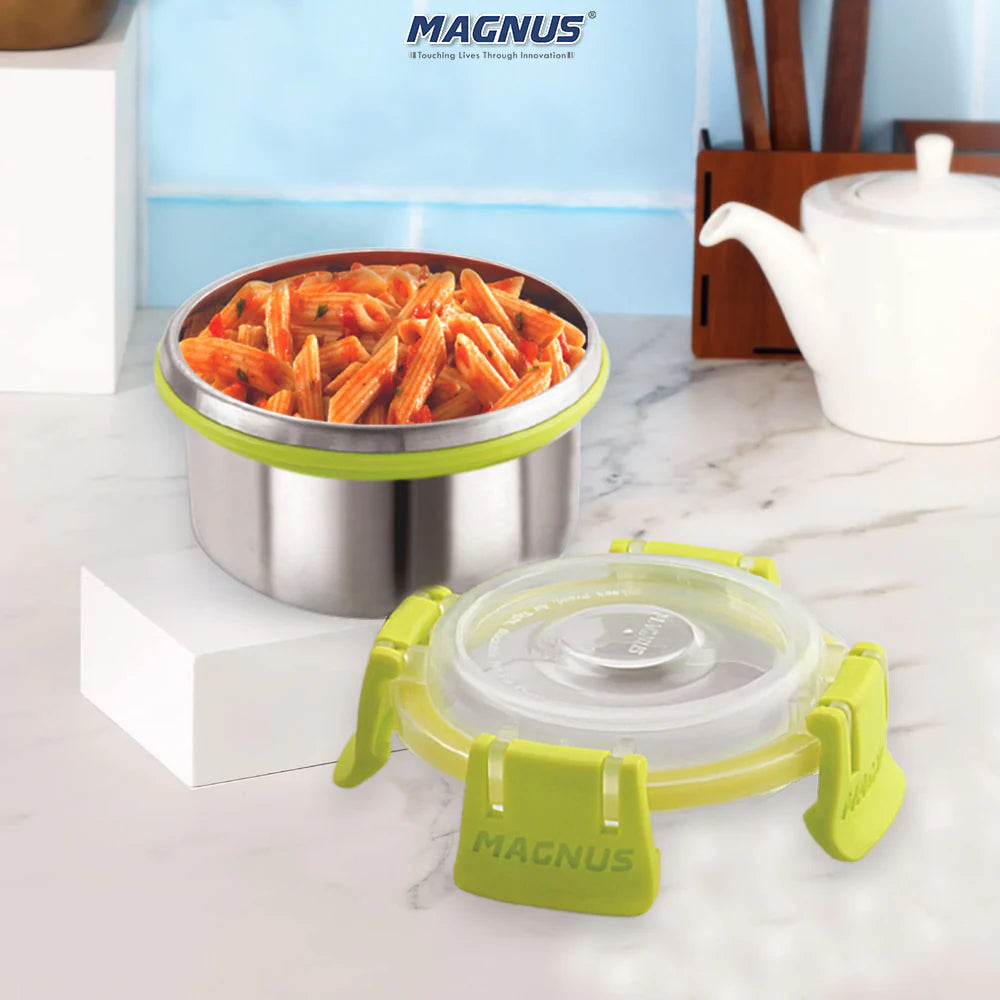 KLIP LOCK Stainless Steel Airtight Leakproof Storage Container – 100ML – Ideal for Kitchen, Lunch Box, Office, and School