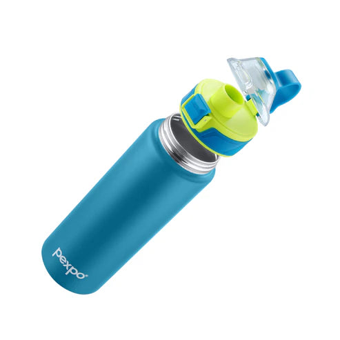 Pexpo Arctic SS Water Bottle with Double Lock Sipper Cap 800 ML Teal Blue