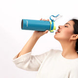 Pexpo Arctic SS Water Bottle with Double Lock Sipper Cap 800 ML Teal Blue