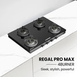 Regal Pro Max 4 Burner Gas Stove Toughened Glass Cooktop Manual Ignition