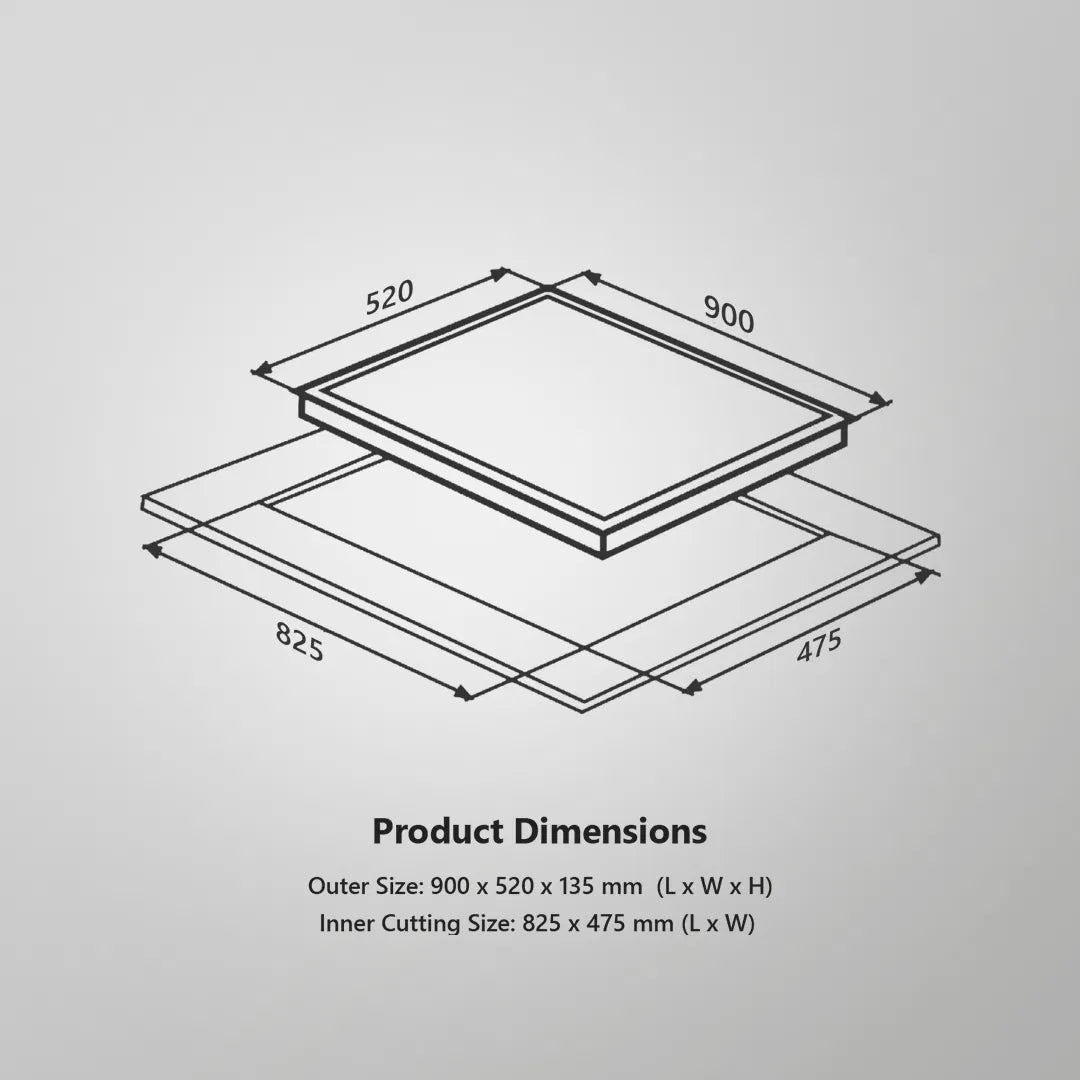 ASF 94V 90cm 4 Burner Built-in Hob with Full FFD, Brass Burners & Cast Iron Pan Support