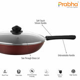 Prabha Astrid Nonstick Deep Frypan With Glass Lid 2L, 26cm