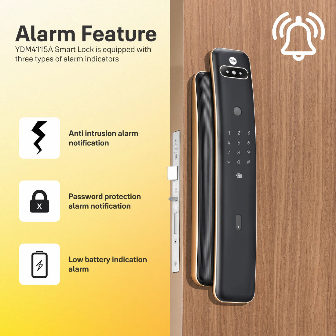 Luna Pro+ Smart Lock with Face scan technology, Fingerprint, PIN, RFID and Manual Key (Bluetooth Module and Wifi Bridge Included)