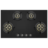Altius Plus Matt 490 86 cm 4 Burner Hob – Brass Burners, Insta Ignition, Gunmetal Metal Knobs, 538.66.759