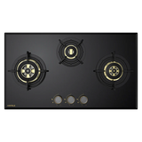 Altius Plus 378 78 cm 3 Burner Hob – Brass Burners, Insta Ignition, Golden Metal Knobs, 538.66.737