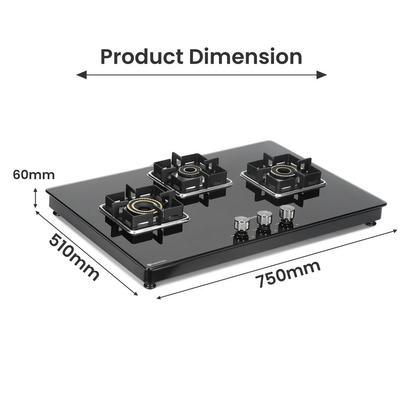 Shine Three Burner Gas Stove/Hob Top Auto Ignition