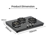 Shine Three Burner Gas Stove/Hob Top Auto Ignition