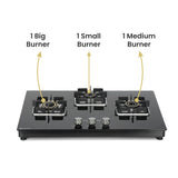 Shine Three Burner Gas Stove/Hob Top Auto Ignition