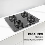 Regal Pro 4 Burner Gas Stove Toughened Glass Cooktop Manual Ignition