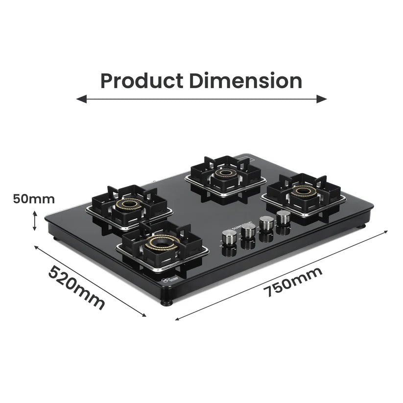 Shine Four Burner Gas Stove/Hob Top Auto Ignition