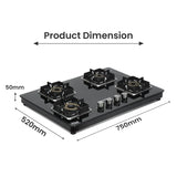 Shine Four Burner Gas Stove/Hob Top Auto Ignition