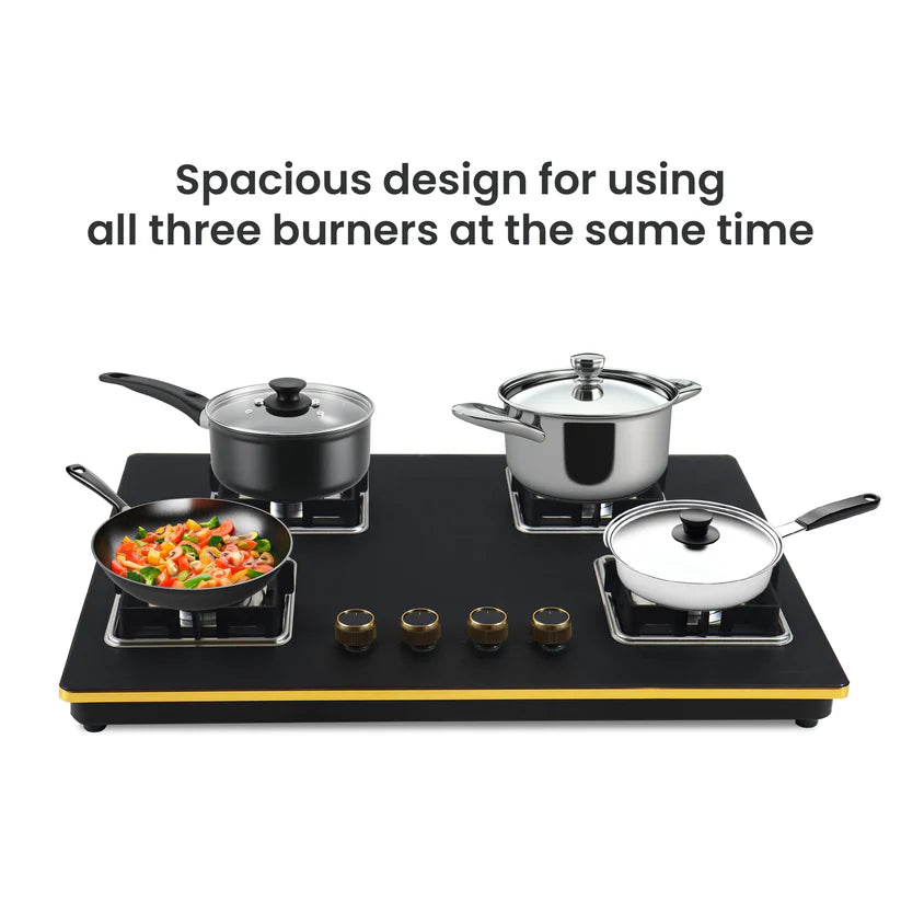 Shine Gold Four Burner Gas Stove/Hob Top Auto Ignition