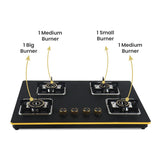 Shine Gold Four Burner Gas Stove/Hob Top Auto Ignition