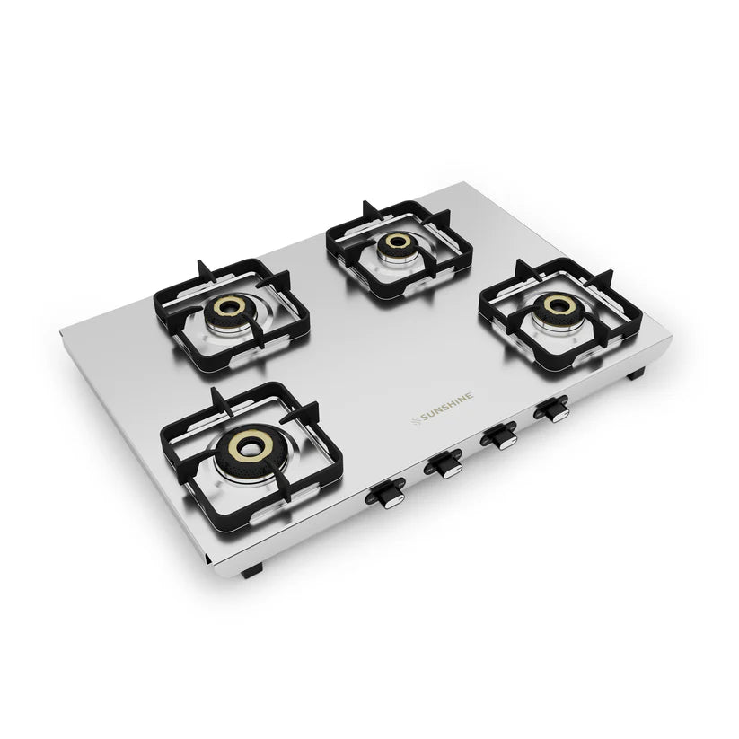 Curvv Matte Stainless Steel Cooktop 4 Burner Manual Ignition