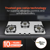 Curvv Matte Stainless Steel Cooktop Manual Ignition 3 Burner
