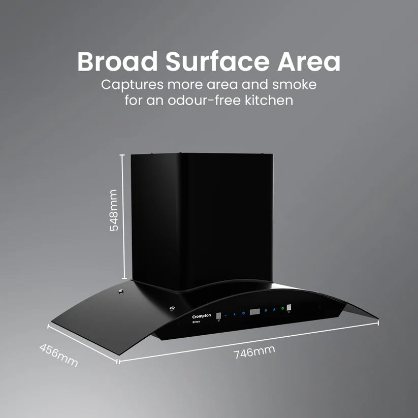 CHD-ELC75FLE-IND 75cm Eliteo Curved Series Filterless Wall Mounted Chimney