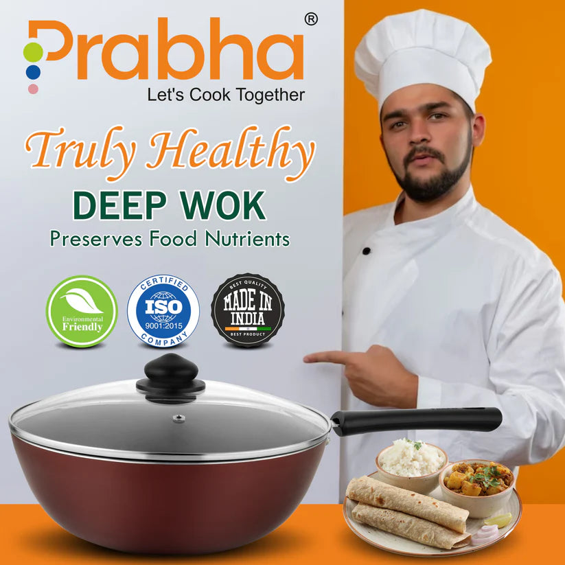 Astrid Nonstick Deep Wok With Glass Lid 4.5L, 28cm