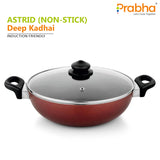Astrid Nonstick Deep Kadhai With Glass Lid 2L, 22cm