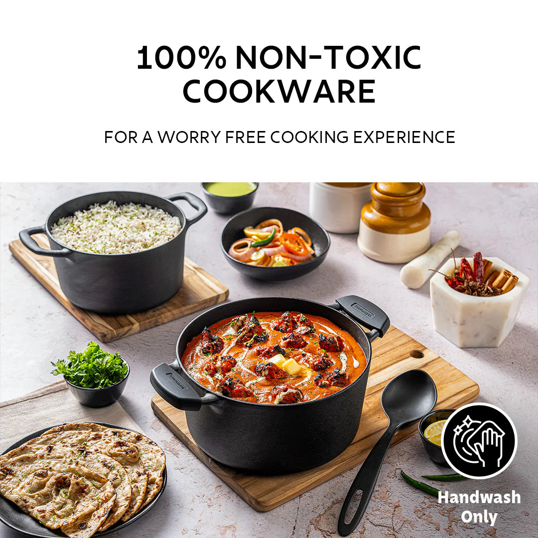 Tramontina Titanex 20 cm Pre-Seasoned Cast Iron Biryani Pot – 3.1L