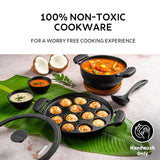 Tramontina Titanex 26 cm Pre-Seasoned Cast Iron Paniyaram/Appe Pan – 12 Pits