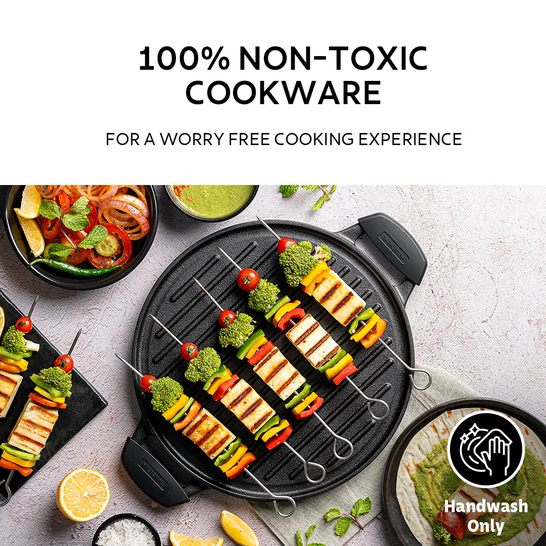 Tramontina Titanex 30 cm Pre-Seasoned Cast Iron Reversible Grill Pan/Tawa