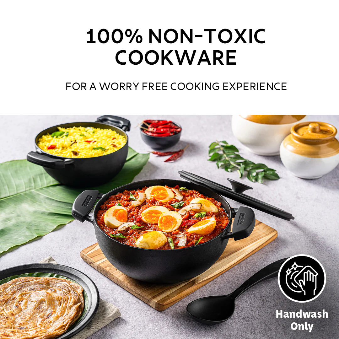 Tramontina Titanex 30 cm Pre-Seasoned Cast Iron Deep Kadai – 6.8L