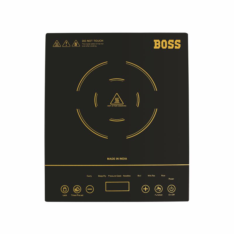 Chefmax 1800 Watts Induction Cooktop, Menu Option, Soft Touch Button, temperature adjustment, Black B536