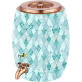 Barrel Printed Copper Matka Green Crystal – 7.8 Litre
