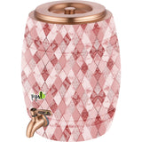 Barrel Printed Copper Matka Pink Crystal – 11 Litre