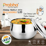 Prima Triply Belly Casserole With Lid – 4.8L, 22cm
