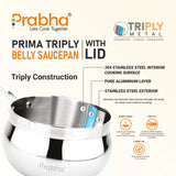 Triply Belly Saucepan With Lid – 4.8L, 22cm