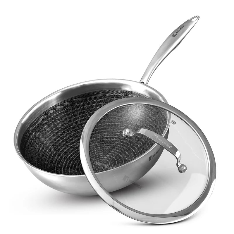 Hitech Tri-Ply Stainless Steel Non-Stick Wok Lid, PFOA-free, ILag Coating - Induction Bottom - BG-31145-MM