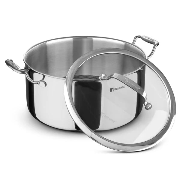 Hitech Tri-Ply Stainless Steel Non-Stick Casserole with Lid, PFOA-free, ILag Coating - Induction Bottom  24 cm / 5.3 L BG-31138-MM