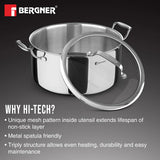 Hitech Tri-Ply Stainless Steel Non-Stick Casserole with Lid, PFOA-free, ILag Coating - Induction Bottom 32 cm / 12.3 L BG-31137-MM
