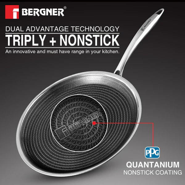 Hitech Tri-Ply Stainless Steel Non-Stick Dosa Tawa 32cm, PFAS-free, Eterna coating - Induction Bottom  32 cm BG-31136-MM