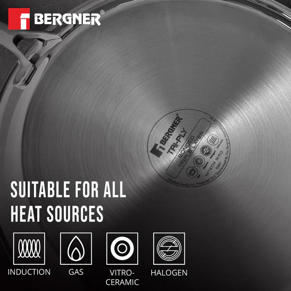 Hitech Tri-Ply Stainless Steel Non-Stick Dosa Tawa 32cm, PFAS-free, Eterna coating - Induction Bottom  32 cm BG-31136-MM