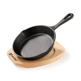 Cook & Share 15 cm (400ml) Cast Iron Mini Frypan, Comes with Wooden Tray, Induction Bottom BG-34210-BK
