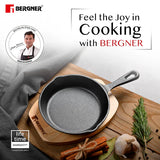 Cook & Share 15 cm (400ml) Cast Iron Mini Frypan, Comes with Wooden Tray, Induction Bottom BG-34210-BK