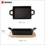 Cook & Share Cast Iron Mini Frypan, Comes with Wooden Tray - Induction Bottom  BG-34213-BK