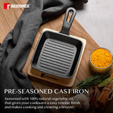 Cook & Share 13cm (240ml) Cast Iron Mini Pan, Comes with Wooden Tray - Induction Bottom  BG-34215-BK