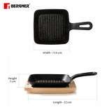 Cook & Share 13cm (240ml) Cast Iron Mini Pan, Comes with Wooden Tray - Induction Bottom  BG-34215-BK